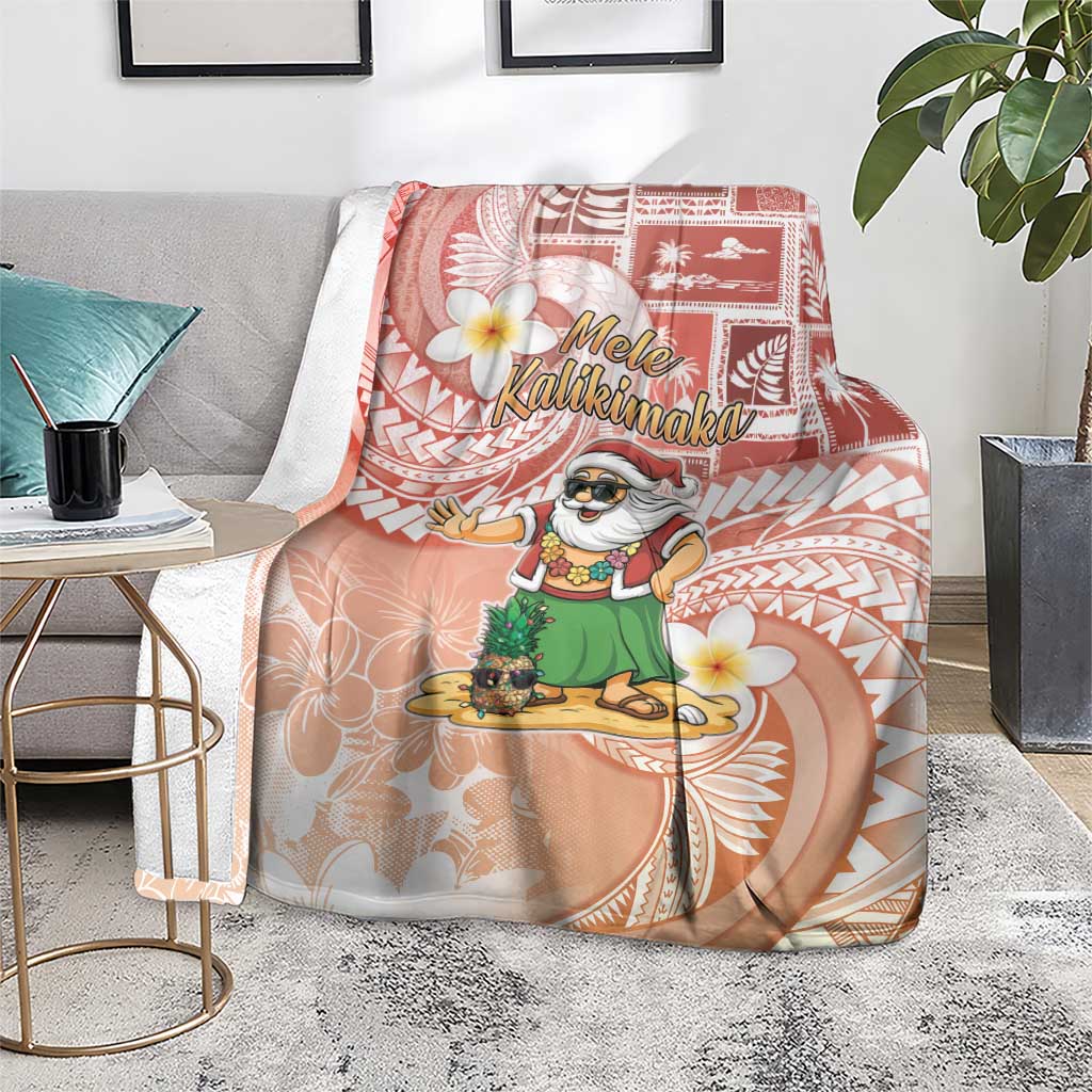 Hawaii Mele Kalikimaka Blanket Hula Santa Retro Style Red - Polynesian Pride