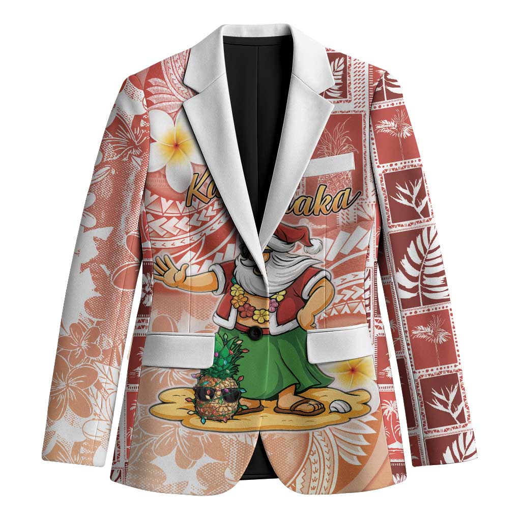 Hawaii Mele Kalikimaka Blazer Hula Santa Retro Style Red - Polynesian Pride