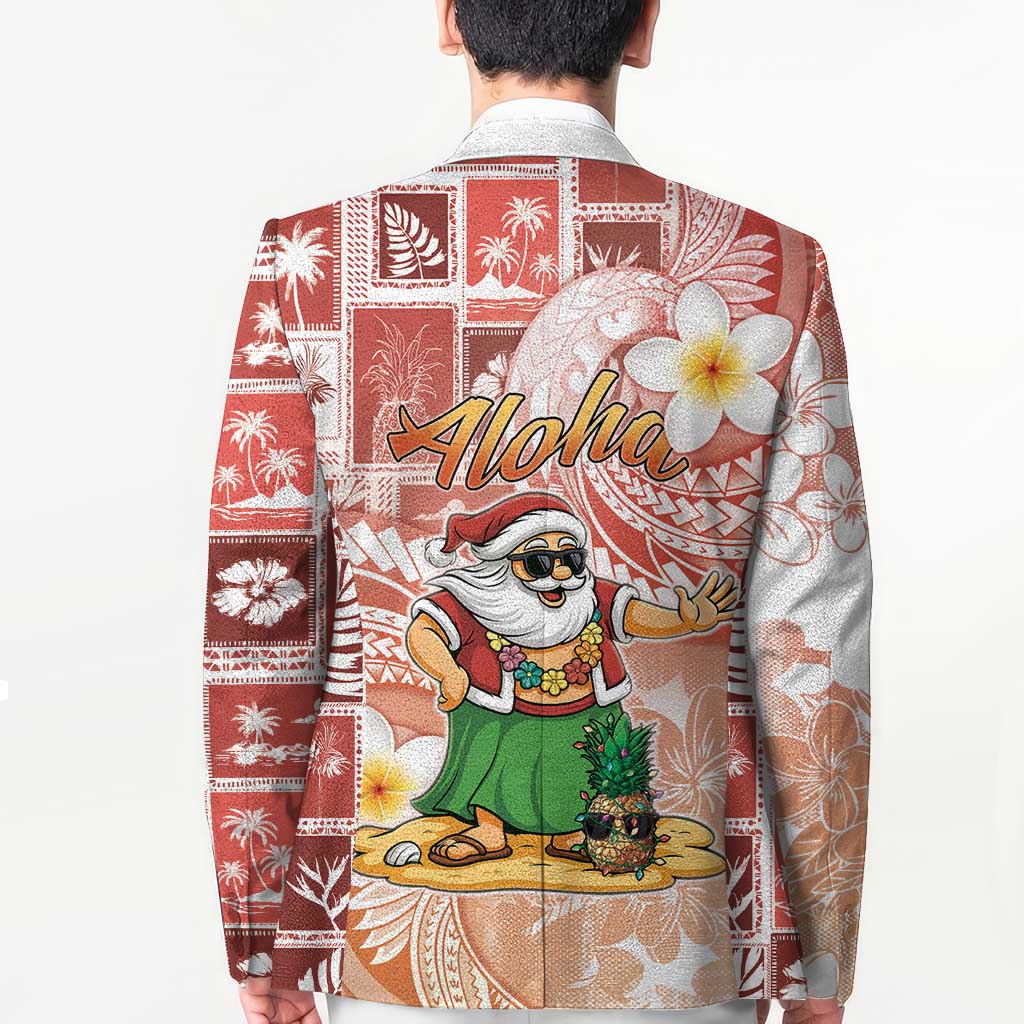 Hawaii Mele Kalikimaka Blazer Hula Santa Retro Style Red - Polynesian Pride