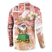 Hawaii Mele Kalikimaka Button Sweatshirt Hula Santa Retro Style Red - Polynesian Pride
