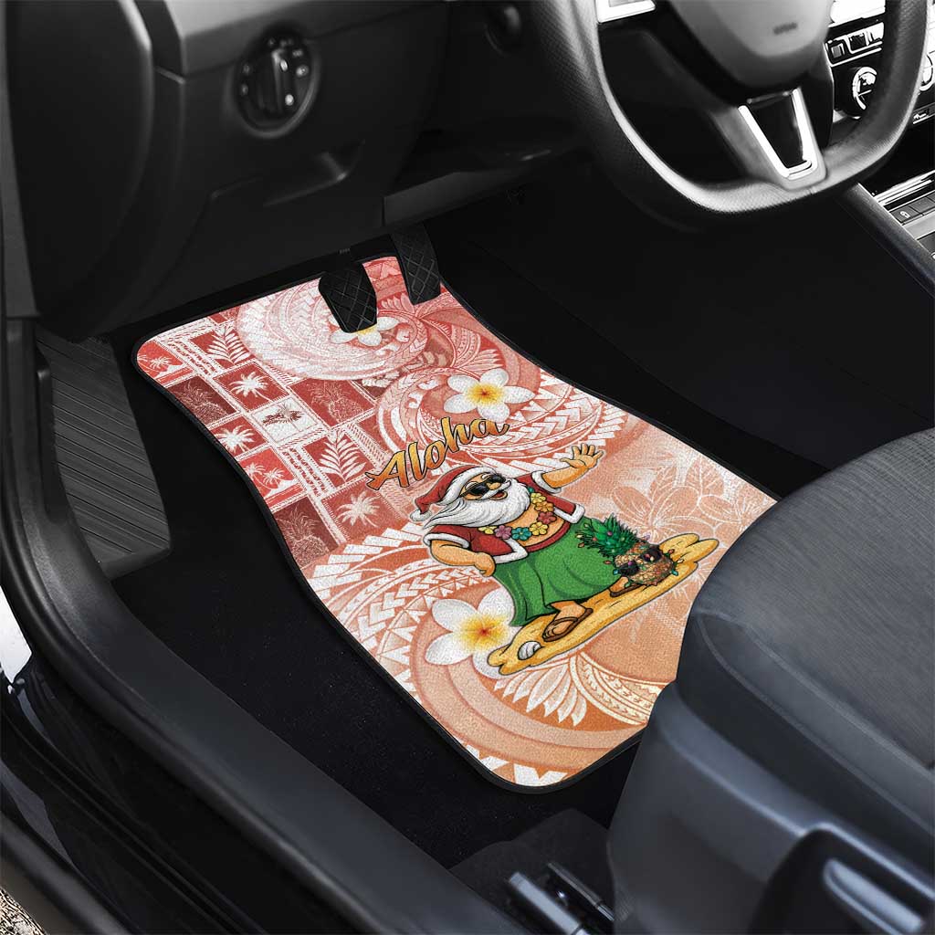 Hawaii Mele Kalikimaka Car Mats Hula Santa Retro Style Red - Polynesian Pride