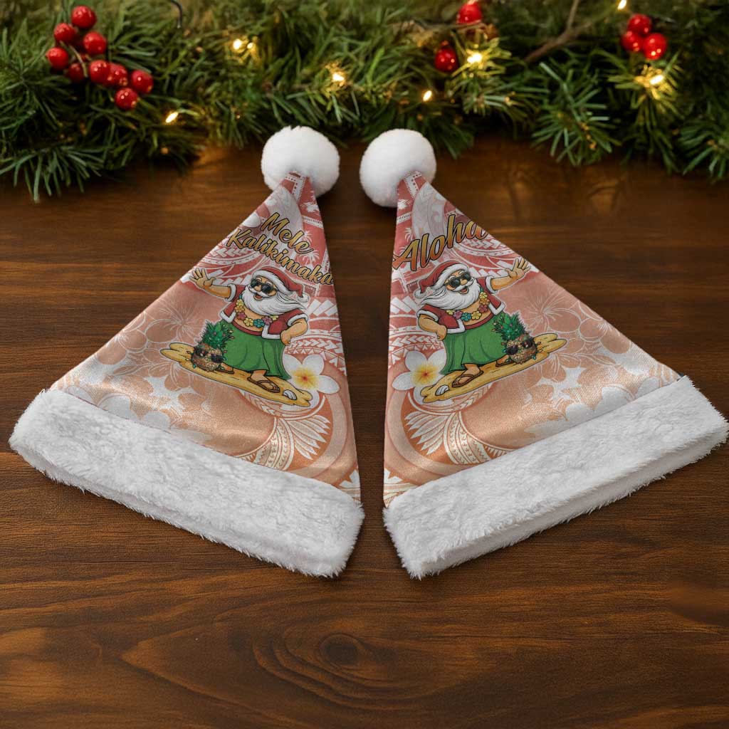 Hawaii Mele Kalikimaka Christmas Santa Hat Hula Santa Retro Style Red - Polynesian Pride
