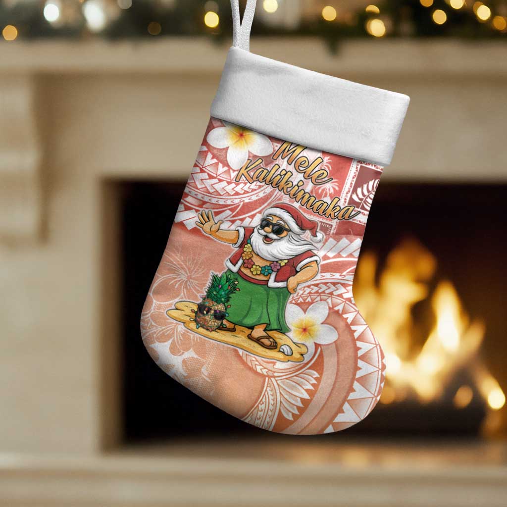 Hawaii Mele Kalikimaka Christmas Stocking Hula Santa Retro Style Red - Polynesian Pride