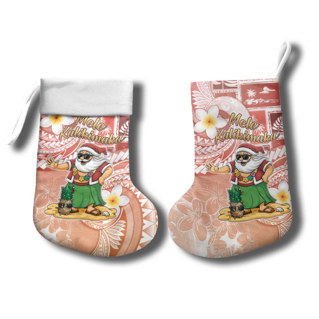 Hawaii Mele Kalikimaka Christmas Stocking Hula Santa Retro Style Red - Polynesian Pride