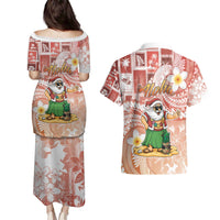 Hawaii Mele Kalikimaka Couples Matching Puletasi and Hawaiian Shirt Hula Santa Retro Style Red LT05 - Polynesian Pride