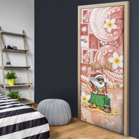 Hawaii Mele Kalikimaka Door Cover Hula Santa Retro Style Red - Polynesian Pride