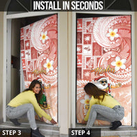 Hawaii Mele Kalikimaka Door Cover Hula Santa Retro Style Red - Polynesian Pride