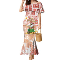 Hawaii Mele Kalikimaka Family Matching Mermaid Dress and Hawaiian Shirt Hula Santa Retro Style Red - Polynesian Pride
