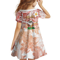 Hawaii Mele Kalikimaka Family Matching Off Shoulder Short Dress and Hawaiian Shirt Hula Santa Retro Style Red - Polynesian Pride