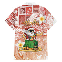 Hawaii Mele Kalikimaka Family Matching Puletasi and Hawaiian Shirt Hula Santa Retro Style Red - Polynesian Pride