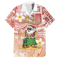 Hawaii Mele Kalikimaka Family Matching Short Sleeve Bodycon Dress and Hawaiian Shirt Hula Santa Retro Style Red - Polynesian Pride
