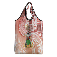 Hawaii Mele Kalikimaka Grocery Bag Hula Santa Retro Style Red - Polynesian Pride