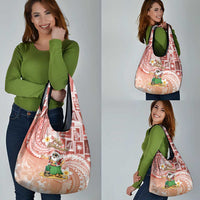 Hawaii Mele Kalikimaka Grocery Bag Hula Santa Retro Style Red - Polynesian Pride