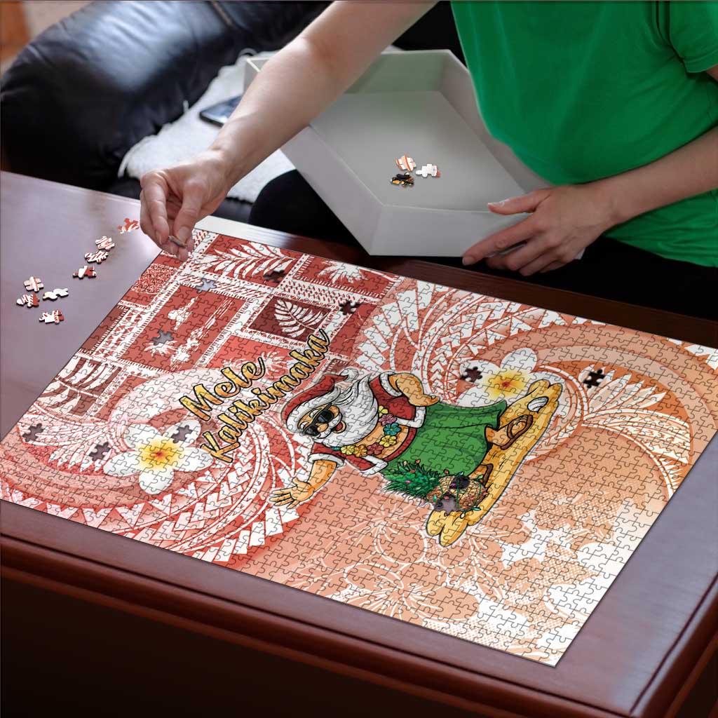 Hawaii Mele Kalikimaka Puzzle Hula Santa Retro Style Red - Polynesian Pride