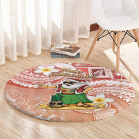 Hawaii Mele Kalikimaka Round Carpet Hula Santa Retro Style Red - Polynesian Pride