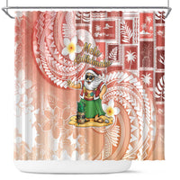 Hawaii Mele Kalikimaka Shower Curtain Hula Santa Retro Style Red - Polynesian Pride