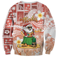 Hawaii Mele Kalikimaka Sweatshirt Hula Santa Retro Style Red - Polynesian Pride