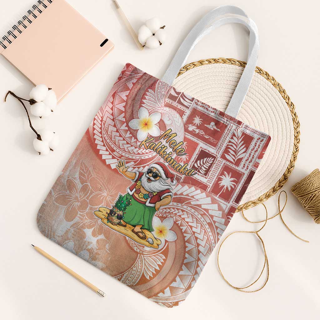 Hawaii Mele Kalikimaka Tote Bag Hula Santa Retro Style Red - Polynesian Pride