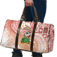 Hawaii Mele Kalikimaka Travel Bag Hula Santa Retro Style Red - Polynesian Pride
