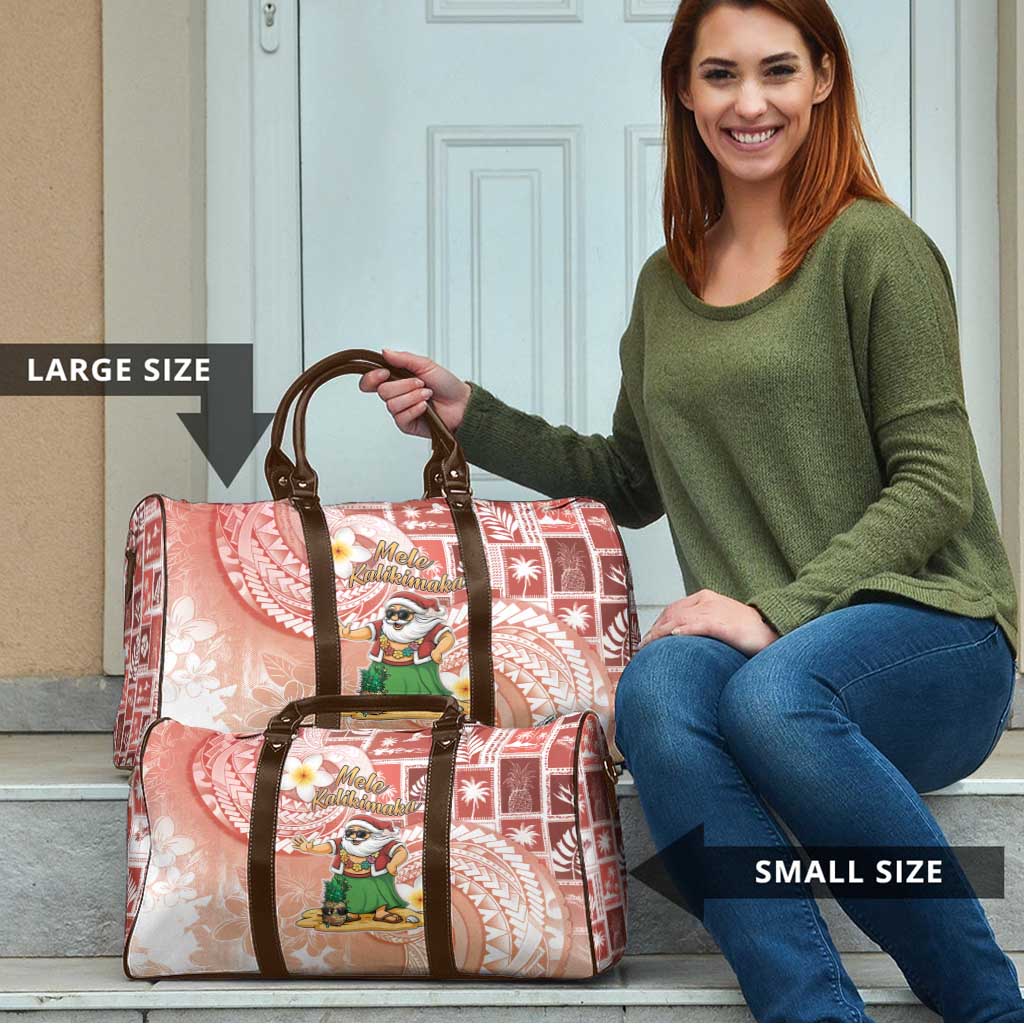 Hawaii Mele Kalikimaka Travel Bag Hula Santa Retro Style Red - Polynesian Pride