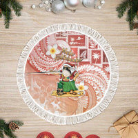 Hawaii Mele Kalikimaka Tree Skirt Hula Santa Retro Style Red - Polynesian Pride