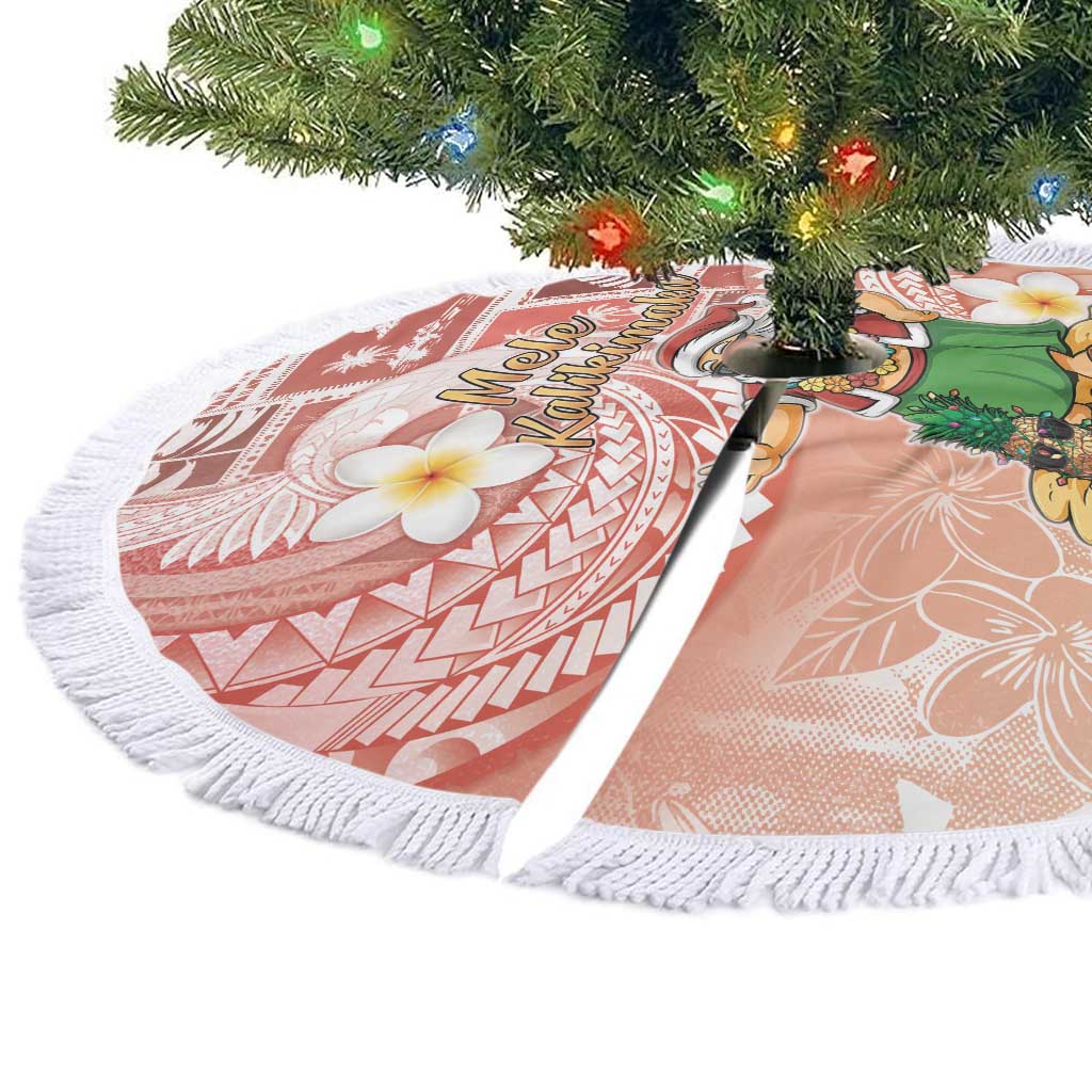 Hawaii Mele Kalikimaka Tree Skirt Hula Santa Retro Style Red - Polynesian Pride
