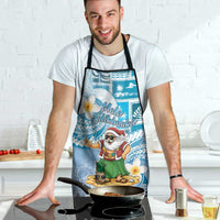 Hawaii Mele Kalikimaka Apron Hula Santa Retro Style Blue - Polynesian Pride