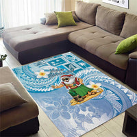 Hawaii Mele Kalikimaka Area Rug Hula Santa Retro Style Blue - Polynesian Pride