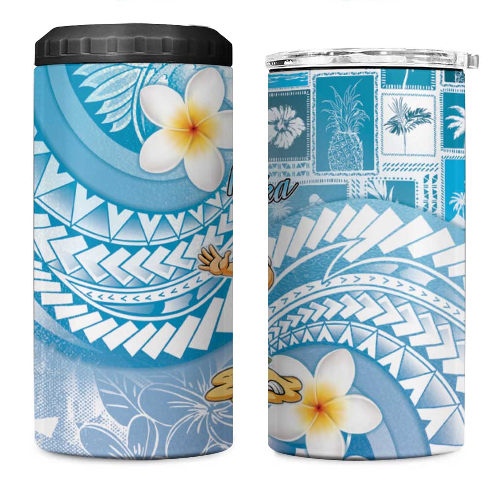 Hawaii Mele Kalikimaka 4 in 1 Can Cooler Tumbler Hula Santa Retro Style Blue - Polynesian Pride