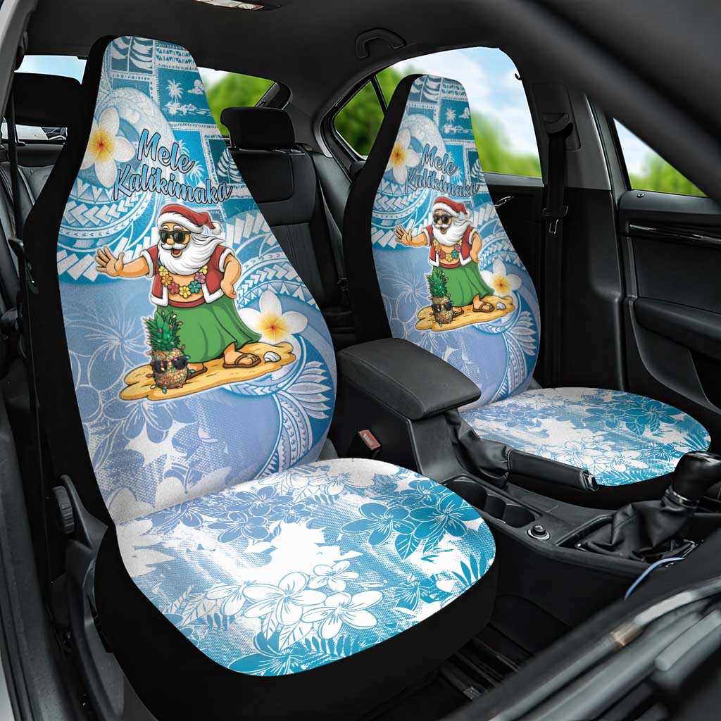 Hawaii Mele Kalikimaka Car Seat Cover Hula Santa Retro Style Blue - Polynesian Pride