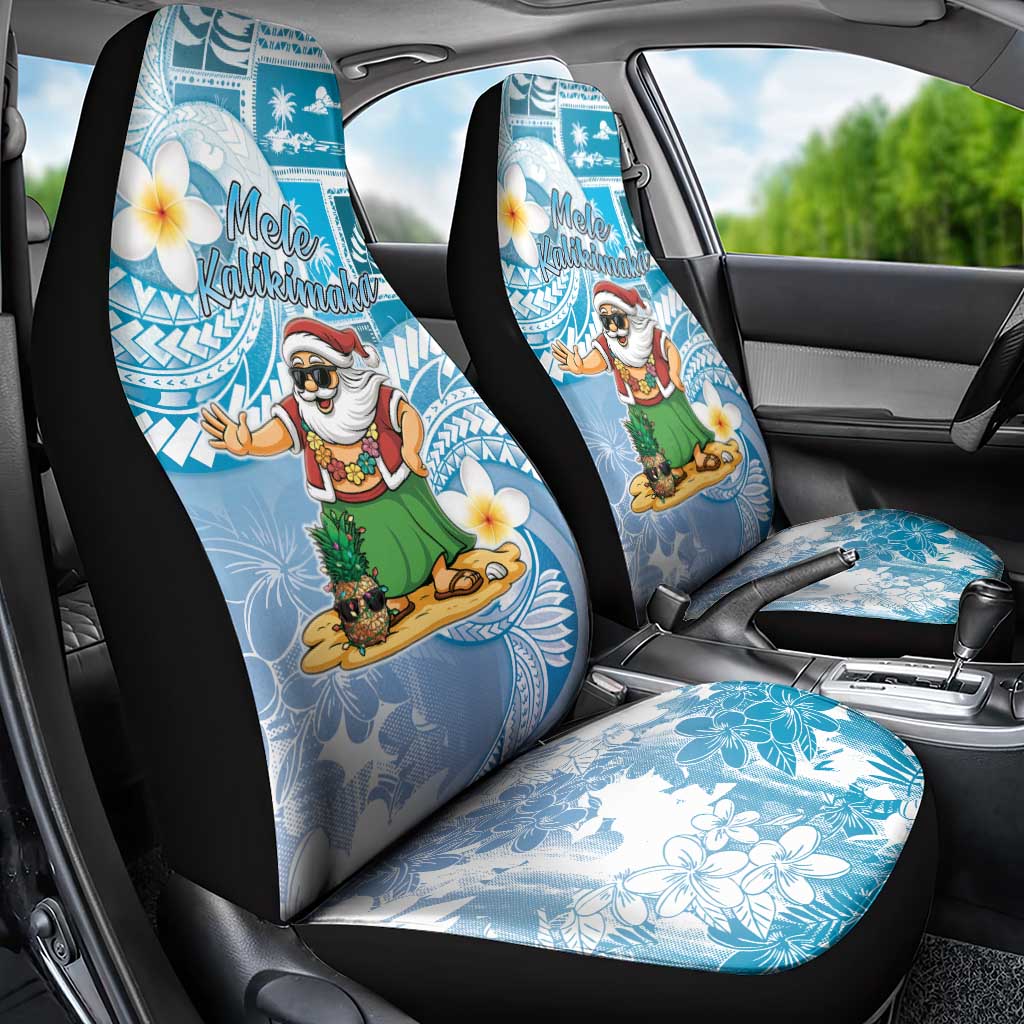 Hawaii Mele Kalikimaka Car Seat Cover Hula Santa Retro Style Blue - Polynesian Pride