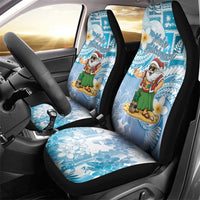 Hawaii Mele Kalikimaka Car Seat Cover Hula Santa Retro Style Blue - Polynesian Pride