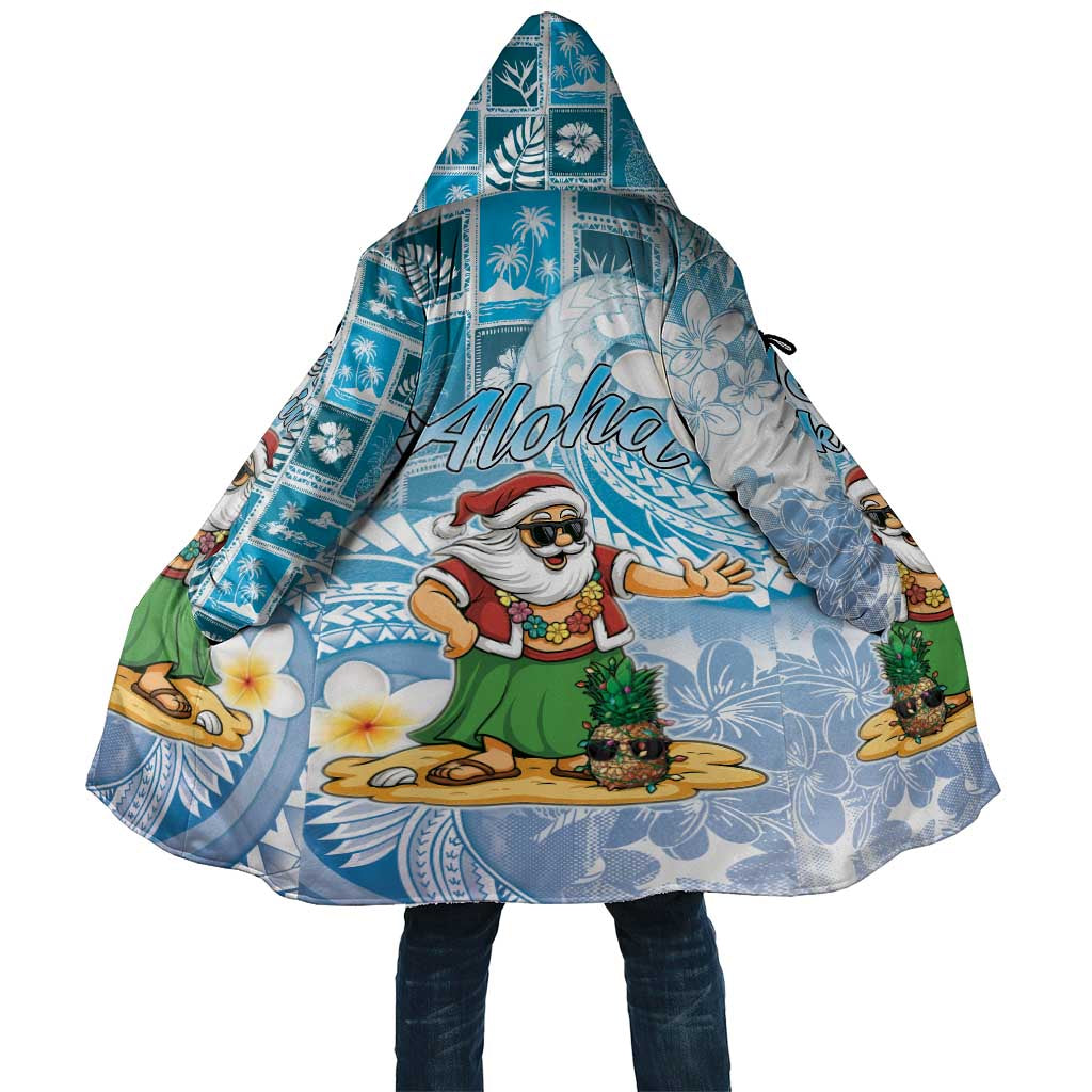 Hawaii Mele Kalikimaka Cloak Hula Santa Retro Style Blue - Polynesian Pride