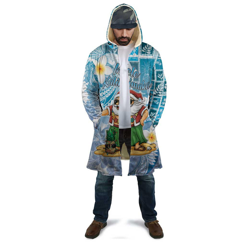 Hawaii Mele Kalikimaka Cloak Hula Santa Retro Style Blue - Polynesian Pride