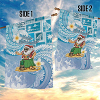 Hawaii Mele Kalikimaka Garden Flag Hula Santa Retro Style Blue - Polynesian Pride