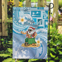 Hawaii Mele Kalikimaka Garden Flag Hula Santa Retro Style Blue - Polynesian Pride
