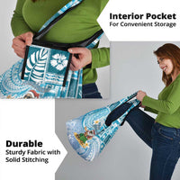 Hawaii Mele Kalikimaka Grocery Bag Hula Santa Retro Style Blue - Polynesian Pride