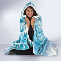 Hawaii Mele Kalikimaka Hooded Blanket Hula Santa Retro Style Blue - Polynesian Pride