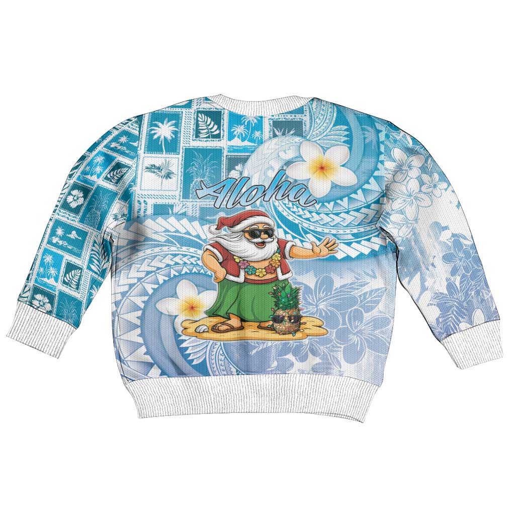 Hawaii Mele Kalikimaka Kid Ugly Christmas Sweater Hula Santa Retro Style Blue - Polynesian Pride