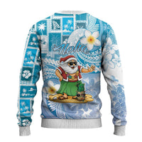 Hawaii Mele Kalikimaka Ugly Christmas Sweater Hula Santa Retro Style Blue - Polynesian Pride