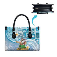 Hawaii Mele Kalikimaka Leather Bag Hula Santa Retro Style Blue - Polynesian Pride