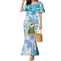 Hawaii Mele Kalikimaka Mermaid Dress Hula Santa Retro Style Blue - Polynesian Pride