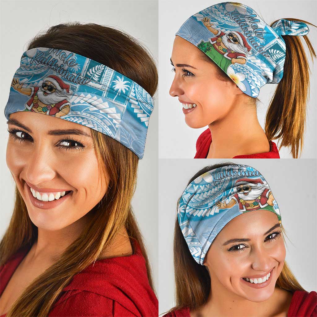Hawaii Mele Kalikimaka Neck Gaiter Hula Santa Retro Style Blue - Polynesian Pride