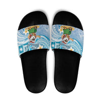 Hawaii Mele Kalikimaka Slide Sandals Hula Santa Retro Style Blue - Polynesian Pride