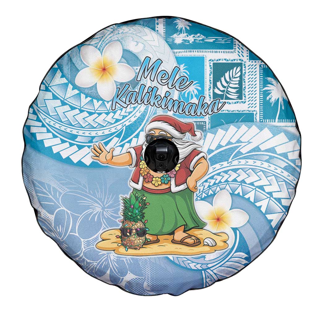Hawaii Mele Kalikimaka Spare Tire Cover Hula Santa Retro Style Blue - Polynesian Pride