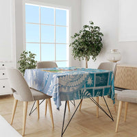 Hawaii Mele Kalikimaka Tablecloth Hula Santa Retro Style Blue - Polynesian Pride