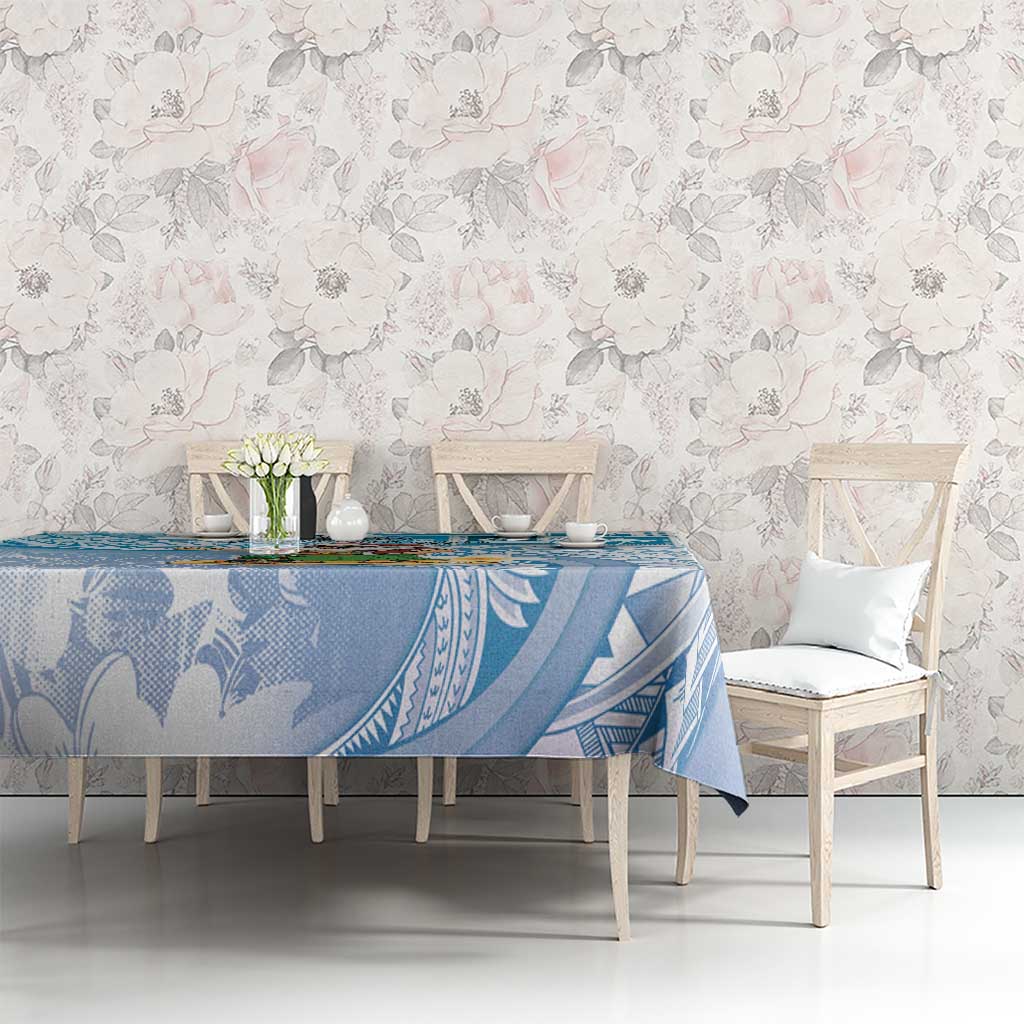 Hawaii Mele Kalikimaka Tablecloth Hula Santa Retro Style Blue - Polynesian Pride