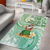 Hawaii Mele Kalikimaka Area Rug Hula Santa Retro Style Green - Polynesian Pride