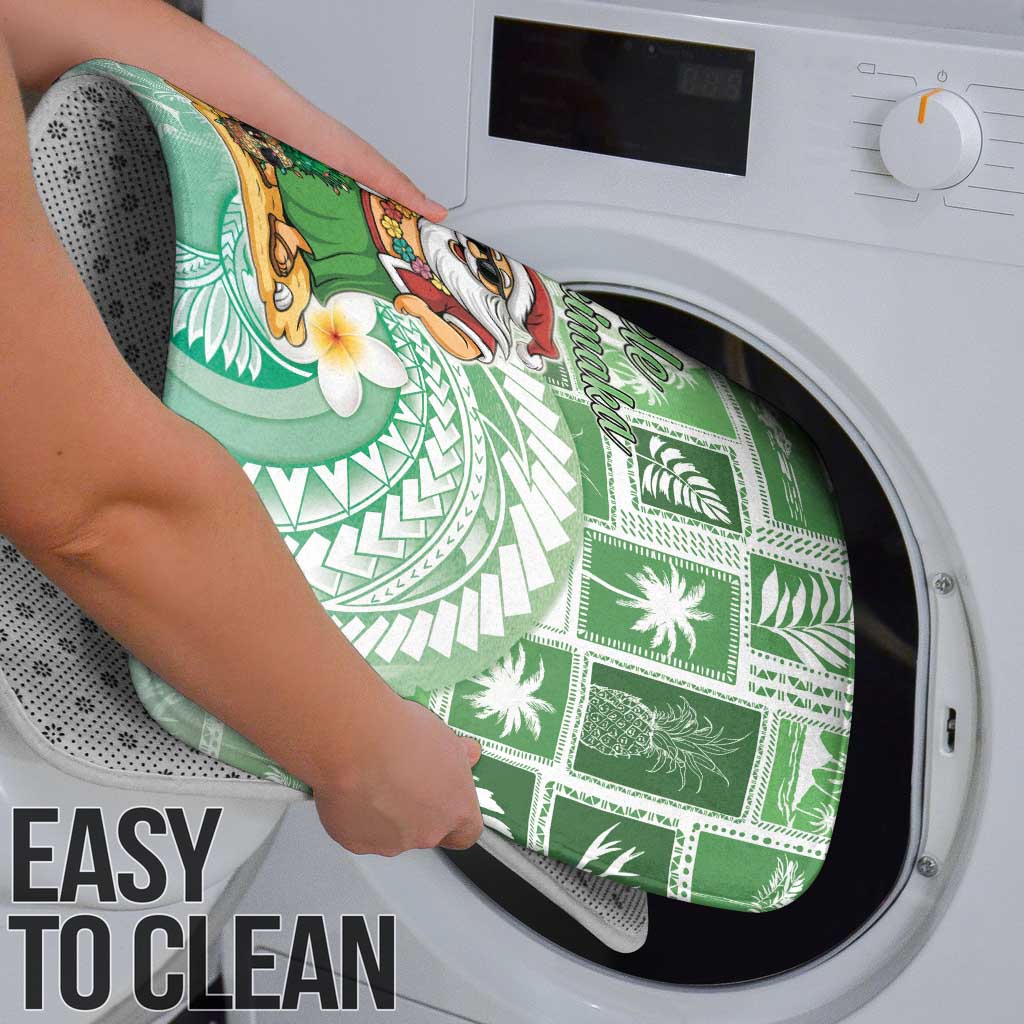 Hawaii Mele Kalikimaka Bathroom Set Hula Santa Retro Style Green - Polynesian Pride