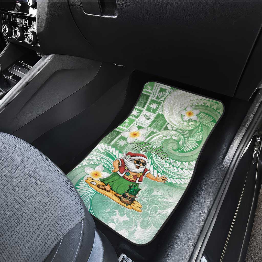 Hawaii Mele Kalikimaka Car Mats Hula Santa Retro Style Green - Polynesian Pride